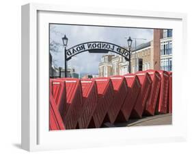 Red Telephone Box Sculpture Entitled Out of Order by David Mach, Kingston Upon Thames, Surrey-Hazel Stuart-Framed Photographic Print