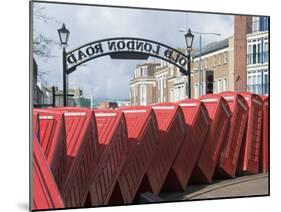 Red Telephone Box Sculpture Entitled Out of Order by David Mach, Kingston Upon Thames, Surrey-Hazel Stuart-Mounted Photographic Print