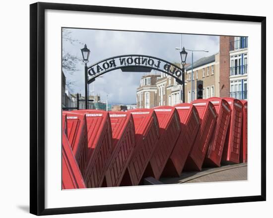 Red Telephone Box Sculpture Entitled Out of Order by David Mach, Kingston Upon Thames, Surrey-Hazel Stuart-Framed Photographic Print