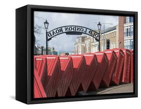 Red Telephone Box Sculpture Entitled Out of Order by David Mach, Kingston Upon Thames, Surrey-Hazel Stuart-Framed Stretched Canvas