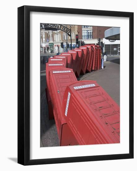 Red Telephone Box Sculpture Out of Order by David Mach. Kingston Upon Thames, Surrey-Hazel Stuart-Framed Photographic Print