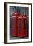 Red Telephone Boxes, Smithfield Market, London. Examples of K2 and K6 kiosks.-Richard Turpin-Framed Photo