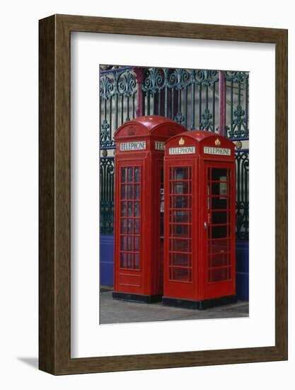 Red Telephone Boxes, Smithfield Market, London. Examples of K2 and K6 kiosks.-Richard Turpin-Framed Photo