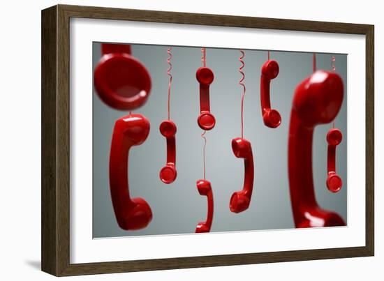 Red Telephone Receiver Hanging-Brian Jackson-Framed Photographic Print