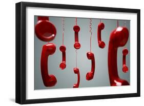 Red Telephone Receiver Hanging-Brian Jackson-Framed Photographic Print