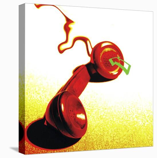 Red Telephone Receiver-null-Stretched Canvas