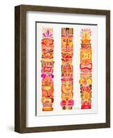 Red Tiki Totems-Cat Coquillette-Framed Giclee Print