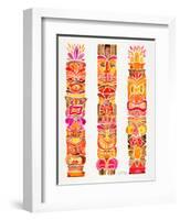 Red Tiki Totems-Cat Coquillette-Framed Giclee Print