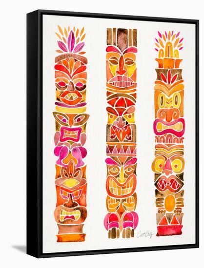 Red Tiki Totems-Cat Coquillette-Framed Stretched Canvas