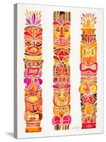 Red Tiki Totems-Cat Coquillette-Stretched Canvas