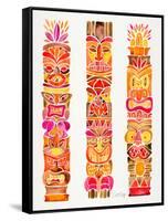 Red Tiki Totems-Cat Coquillette-Framed Stretched Canvas