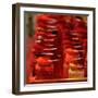 Red Tikka (Or Kumkuma) Powder at Kalighat in Calcutta (Kolkata) in West Bengal in India-Shaun Higson India-Kolkata-Framed Art Print