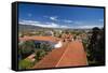 Red Tile Roofs Of Santa Barbara California-George Oze-Framed Stretched Canvas