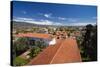 Red Tile Roofs Of Santa Barbara California-George Oze-Stretched Canvas