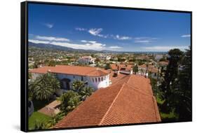 Red Tile Roofs Of Santa Barbara California-George Oze-Framed Stretched Canvas