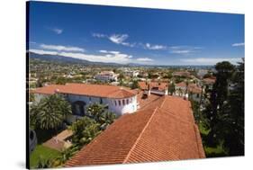 Red Tile Roofs Of Santa Barbara California-George Oze-Stretched Canvas