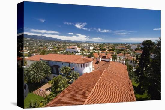 Red Tile Roofs Of Santa Barbara California-George Oze-Stretched Canvas