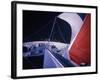 Red Topped Spinnaker Bellying Out from Nefertiti's Towering Mast During America's Cup Trials-George Silk-Framed Photographic Print