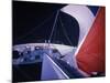 Red Topped Spinnaker Bellying Out from Nefertiti's Towering Mast During America's Cup Trials-George Silk-Mounted Photographic Print