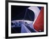 Red Topped Spinnaker Bellying Out from Nefertiti's Towering Mast During America's Cup Trials-George Silk-Framed Photographic Print