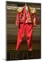 Red toreador bull fighting outfit for boy hangs in Centro old district of Sevilla Spain-null-Mounted Photographic Print