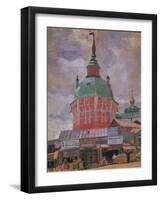 Red Tower in the Trinity Lavra of St. Sergius, 1912-Boris Michaylovich Kustodiev-Framed Giclee Print