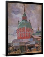 Red Tower in the Trinity Lavra of St. Sergius, 1912-Boris Michaylovich Kustodiev-Framed Giclee Print