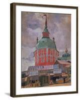 Red Tower in the Trinity Lavra of St. Sergius, 1912-Boris Michaylovich Kustodiev-Framed Giclee Print