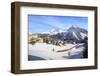 Red train of Rhaetian Railway passes in the snowy landscape of Arosa, district of Plessur, Canton o-Roberto Moiola-Framed Photographic Print