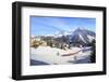 Red train of Rhaetian Railway passes in the snowy landscape of Arosa, district of Plessur, Canton o-Roberto Moiola-Framed Photographic Print