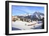 Red train of Rhaetian Railway passes in the snowy landscape of Arosa, district of Plessur, Canton o-Roberto Moiola-Framed Photographic Print