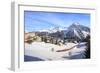 Red train of Rhaetian Railway passes in the snowy landscape of Arosa, district of Plessur, Canton o-Roberto Moiola-Framed Photographic Print