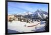 Red train of Rhaetian Railway passes in the snowy landscape of Arosa, district of Plessur, Canton o-Roberto Moiola-Framed Photographic Print