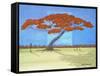 Red Tree & Tulips-Herb Dickinson-Framed Stretched Canvas