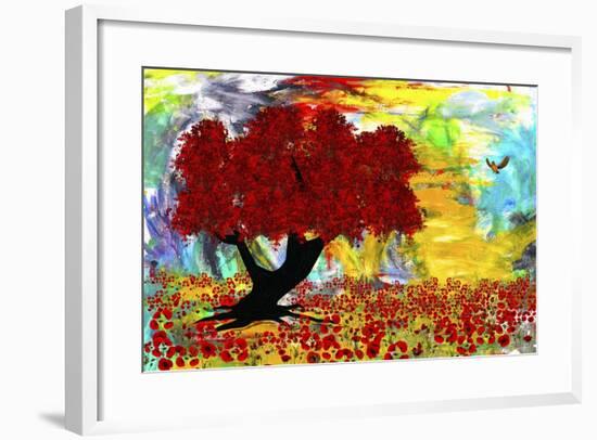 Red tree-Ata Alishahi-Framed Giclee Print