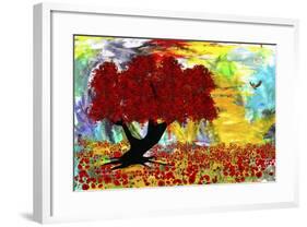 Red tree-Ata Alishahi-Framed Giclee Print