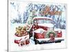 Red Truck Christmas-Old Red Truck-Stretched Canvas