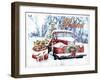 Red Truck Christmas-Old Red Truck-Framed Giclee Print