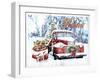 Red Truck Christmas-Old Red Truck-Framed Giclee Print