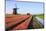 Red Tulip Fields and Blue Sky Frame the Windmill in Spring, Netherlands-Roberto Moiola-Mounted Photographic Print