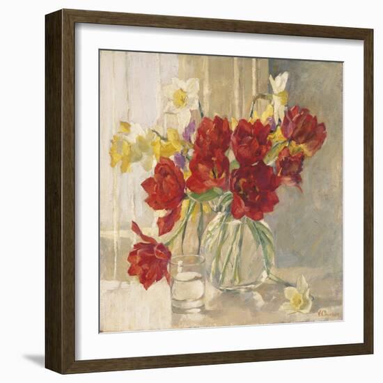 Red Tulips and Daffodils-Valeriy Chuikov-Framed Giclee Print