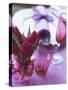 Red Tulips in Small Vase Beside Place Setting-Michael Paul-Stretched Canvas