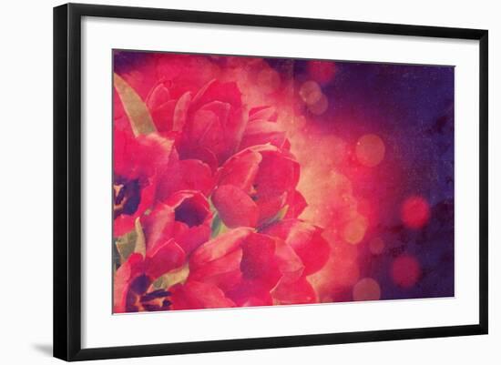 Red Tulips Photo with a Vintage Effect-kjpargeter-Framed Photographic Print