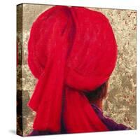 Red Turban on Gold Leaf, 2014-Lincoln Seligman-Stretched Canvas