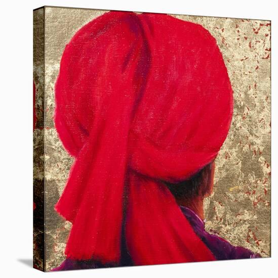 Red Turban on Gold Leaf, 2014-Lincoln Seligman-Stretched Canvas