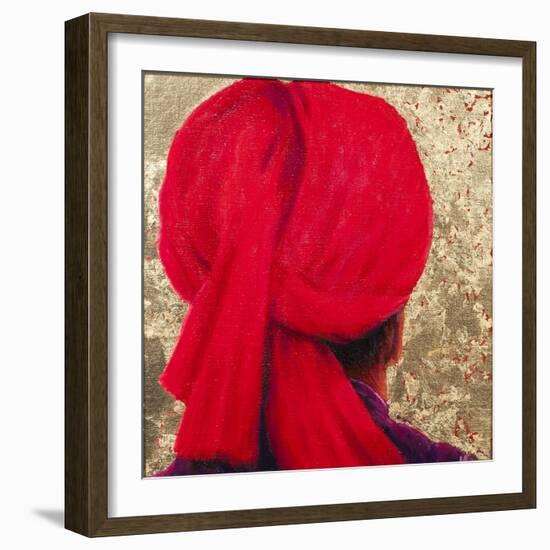 Red Turban on Gold Leaf, 2014-Lincoln Seligman-Framed Giclee Print