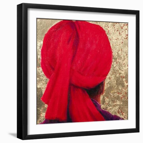 Red Turban on Gold Leaf, 2014-Lincoln Seligman-Framed Giclee Print