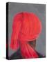 Red Turban on Grey, 2014-Lincoln Seligman-Stretched Canvas