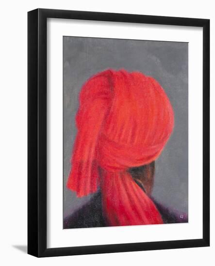 Red Turban on Grey, 2014-Lincoln Seligman-Framed Giclee Print