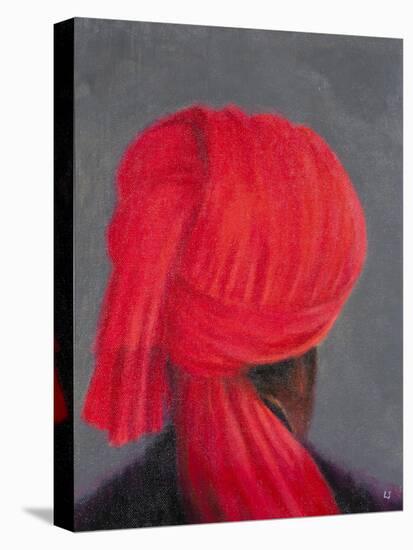 Red Turban on Grey, 2014-Lincoln Seligman-Stretched Canvas